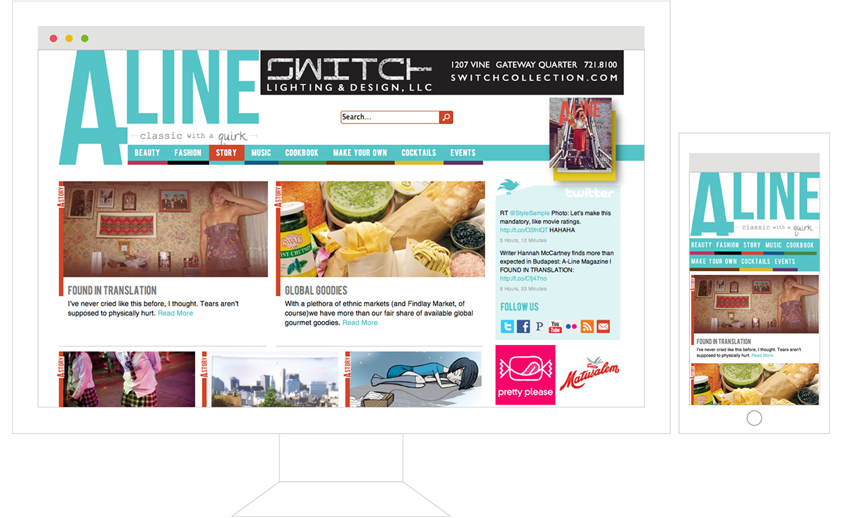 A-Line Magazine Website design for dektop and mobile